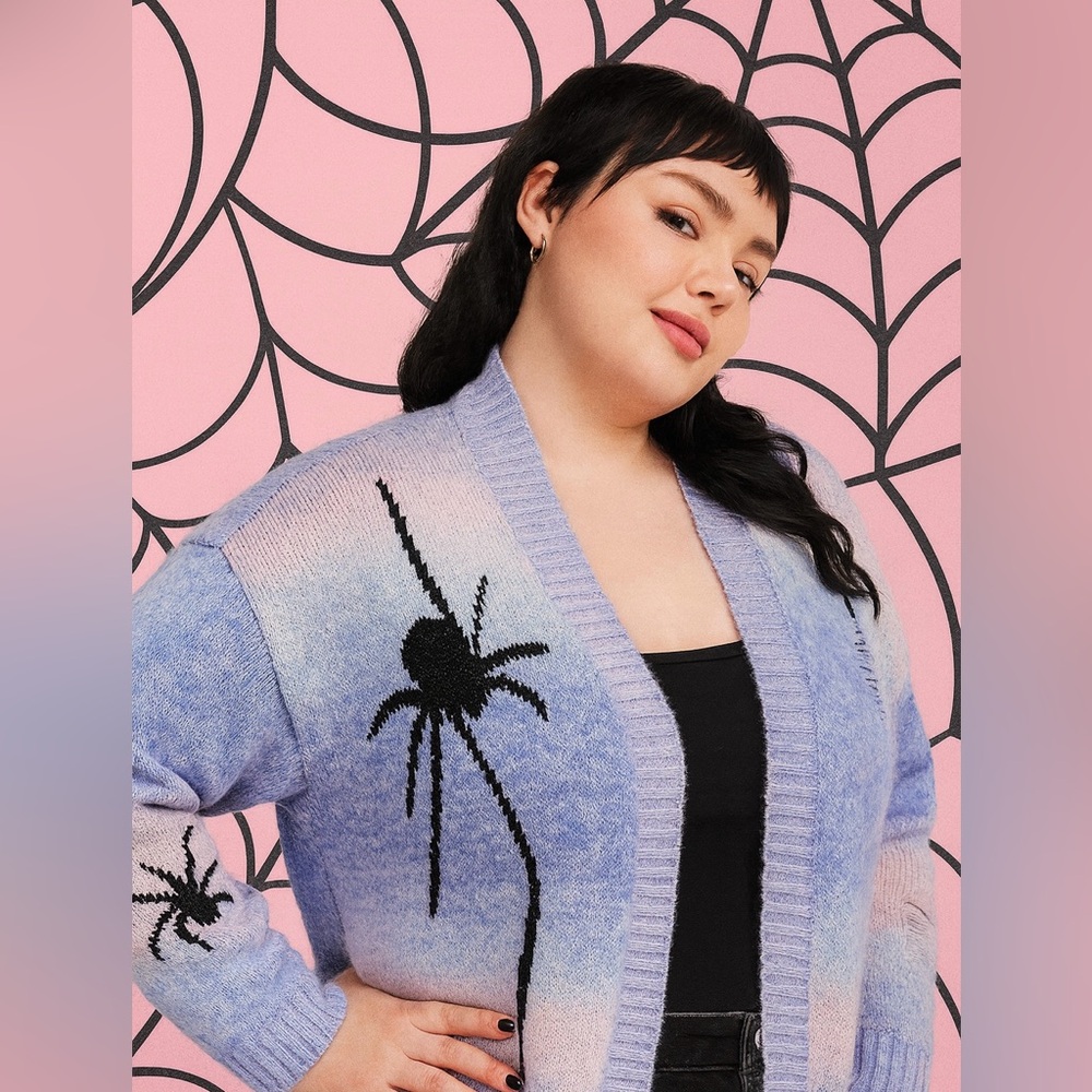 Torrid Blue Purple Pink Ombré Open-Front Spider  Cardigan, 2X, NWT! - Picture 2 of 16